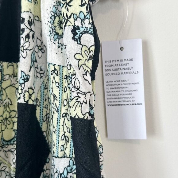 NWT BP by Nordstrom Strapless Knit Romper in Black-Green Honeycomb Floral - 1X - Picture 6 of 7